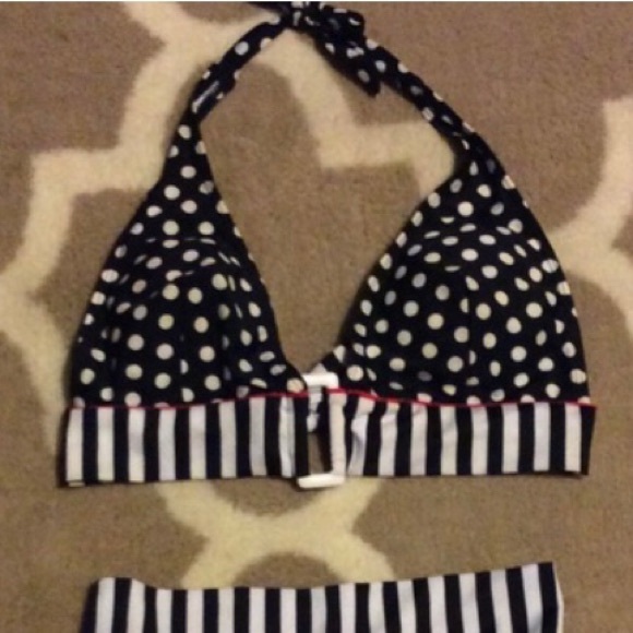 Fushia Pink, Black and White Stripe & Polka Dot Bikini - Picture 4 of 7